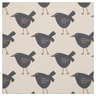 Tissu Corneilles noires Prim sur Arrière - plan pointill