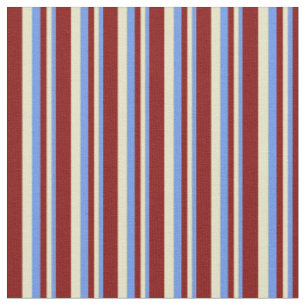 Tissu Cornouailles bleues, verge d'or pâle et lignes de