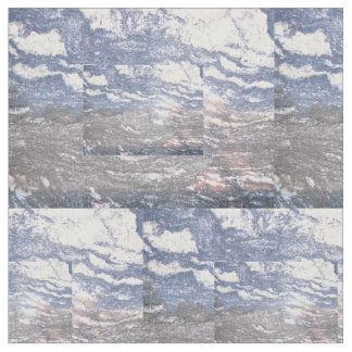 Tissu Coton de marbre noir et bleu