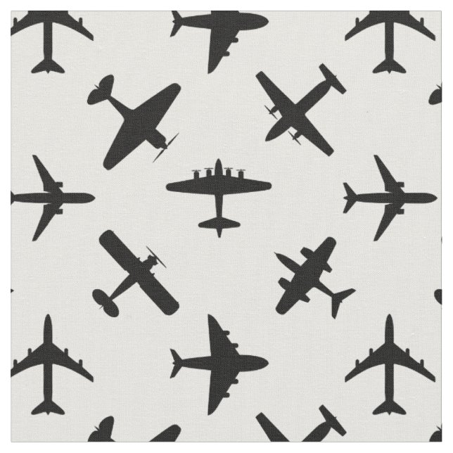 Tissu Couleur et carrelage personnalisés des avions noir (Fermer)