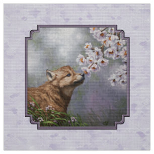 Tissu Coupe et fleurs de loup gris mignonne pour bébé