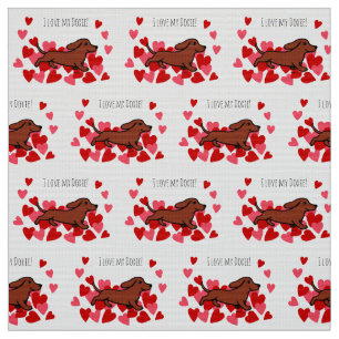 Tissu courant de coeurs de teckel lisse rouge
