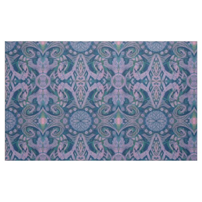Tissu Courbes & Lotus, lavande motif abstraite et bleu (Fat Quarter)