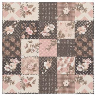 Tissu Courte édredon marron rose de style cottage vintag