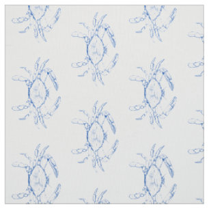 Tissu Crabes bleus et blancs du littoral