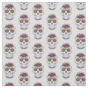 Tissu Crâne à sucre coloré Faux Parties scintillant