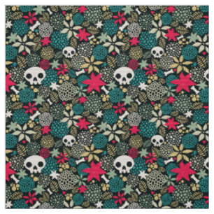 Tissu Crâne en fleurs