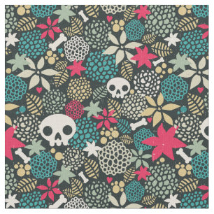 Tissu Crâne en fleurs