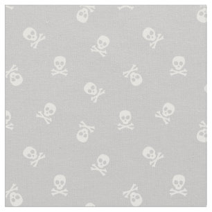 Tissu Crâne et os croisés sur gris
