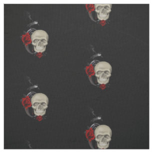 Tissu Crâne gothique avec rose et Raven