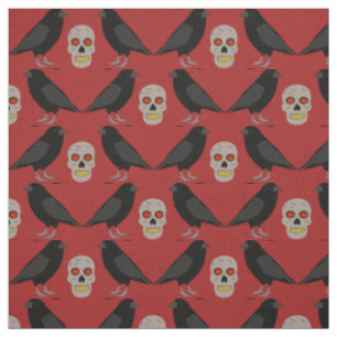 Tissu Crâne gothique et ravens du gardien Halloween