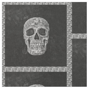 Tissu Crâne gothique Grunge Noir Et Blanc