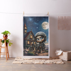 Tissu Crâne Mignon Motard Balade au Clair de Lune à Tr