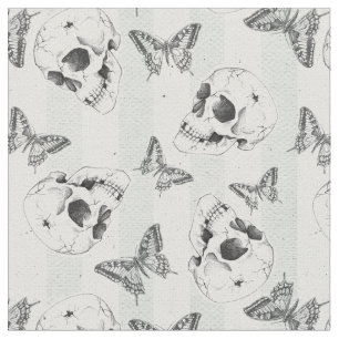 Tissu Crânes et papillons