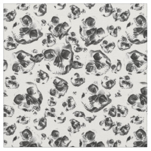 Tissu Crânes Noir & Blanc Motif d'Art de Crâne de Squele