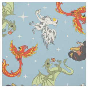 Tissu Créatures Magiques Motif Vintage