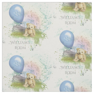 Tissu Crèche bleue de bébé du ballon du nounours mignon