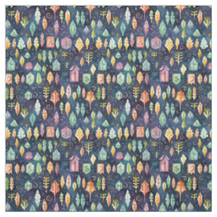 Tissu Créez Vos Propres Runes Multicolores Florales Bleu