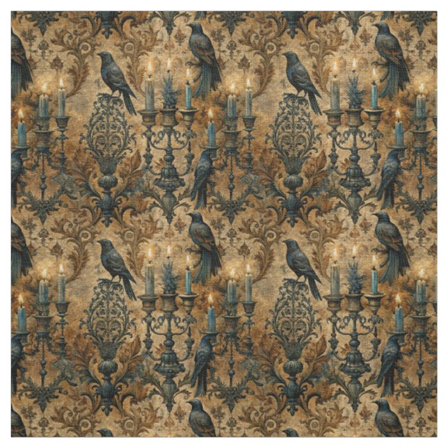 Tissu Créez Votre Propre Damassé Gothique de Corbeaux en (Échantillon)