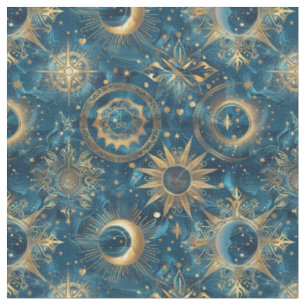 Tissu Créez votre propre mystique bleu et or céleste