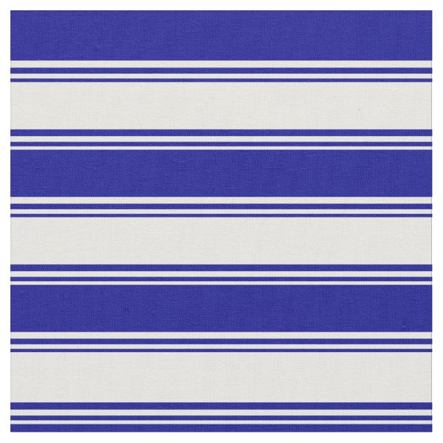 Tissu Crème à la menthe et Motif bleu foncé rayé/lin (Fermer)