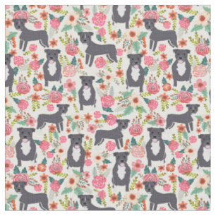 Tissu Crème de chien gris floral vintage