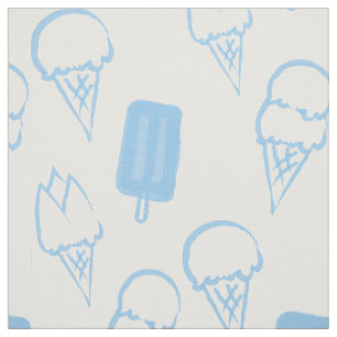 Tissu Crème de glace peinte à la main Motif bleu