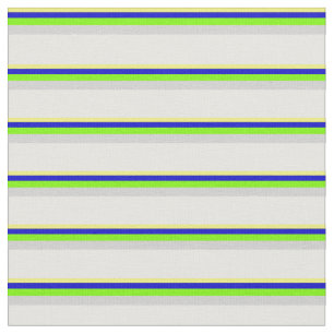 Tissu Crème jaune, bleu, vert, gris clair et à la ment