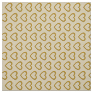 Tissu Crème mignonne de motif de coeurs d'or