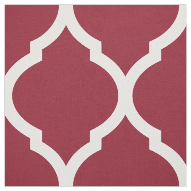 Tissu Crimson Maroc Quatrefoil Grande Échelle (Échantillon)