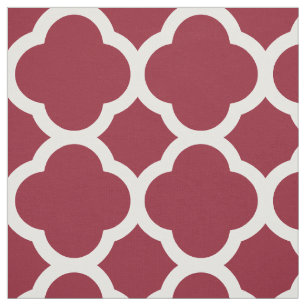 Tissu Crimson Moderne Quatrefoil Grande Échelle