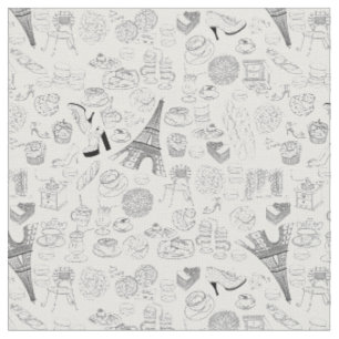 Tissu croissants paris france doodé de mode française