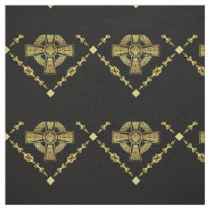 Tissu Croix celtique or/tissu de conception de noeud tre