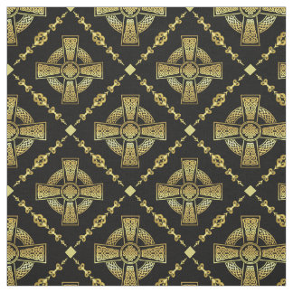 Tissu Croix celtique or/tissu de conception de noeud tre