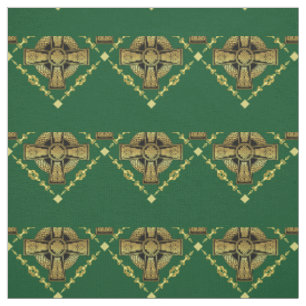 Tissu Croix celtique or/tissu de conception noeud tressé