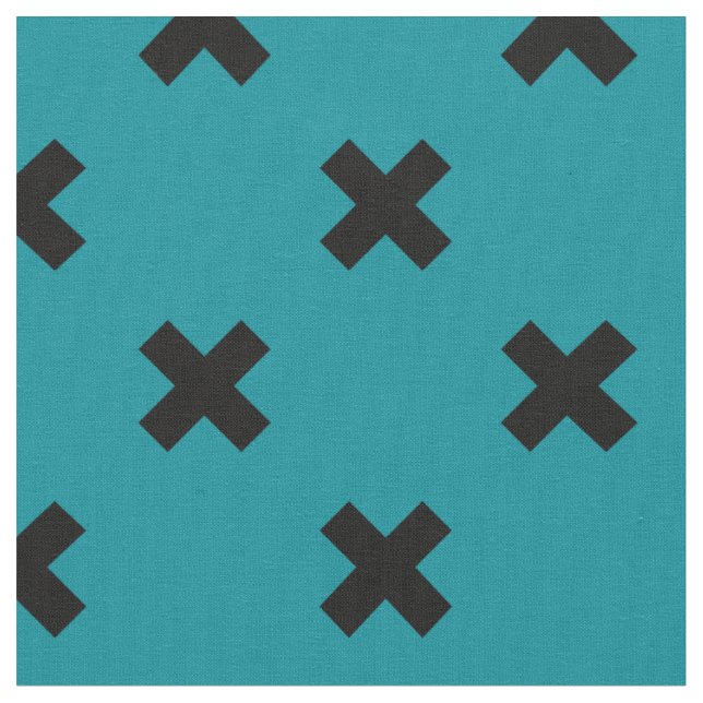 Tissu Croix noire sur turquoise (Fermer)