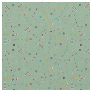 Tissu Croquet Set pelouse Jeux Jade Green Motif