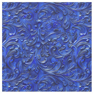 Tissu Cuir bleu cobalt élégant travaillé