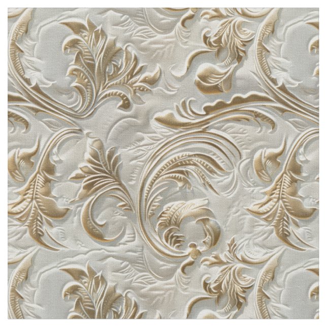 Tissu Cuir travaillé or blanc festif (Fermer)