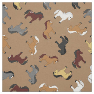 Tissu Cuisine Cartoon Horses Enfants Légère Brown