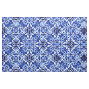 Tissu Cuisine Vintage Hollandaise Delft Blue Floral