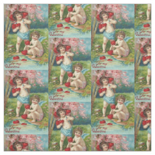 Tissu Cupid Chérubin Récoltant l'Arbre de Coeur