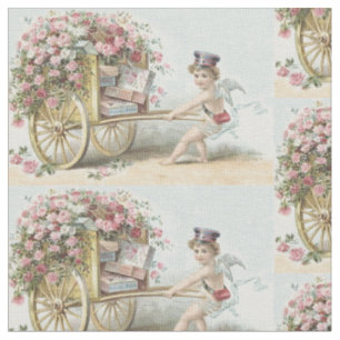Tissu Cupidon Chérubin Rose Carrosse de la Saint-Valenti