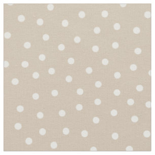 Tissu Customisez vos propres pois blancs en beige