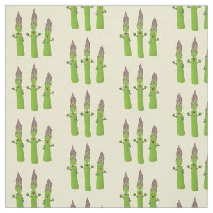 Tissu Cute asperges chantant un trio végétal dessin anim