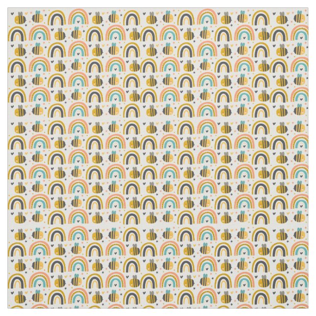 Tissu Cute Bumble Bee et Rainbows Motif (Échantillon)