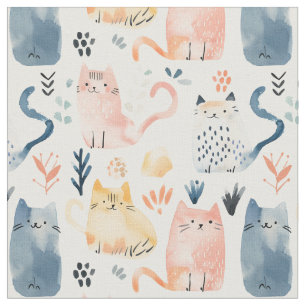 Tissu Cute chats motif aquarelle.