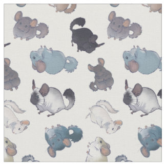 Tissu Cute Chinchilla Scatter de mignons animaux sur bla