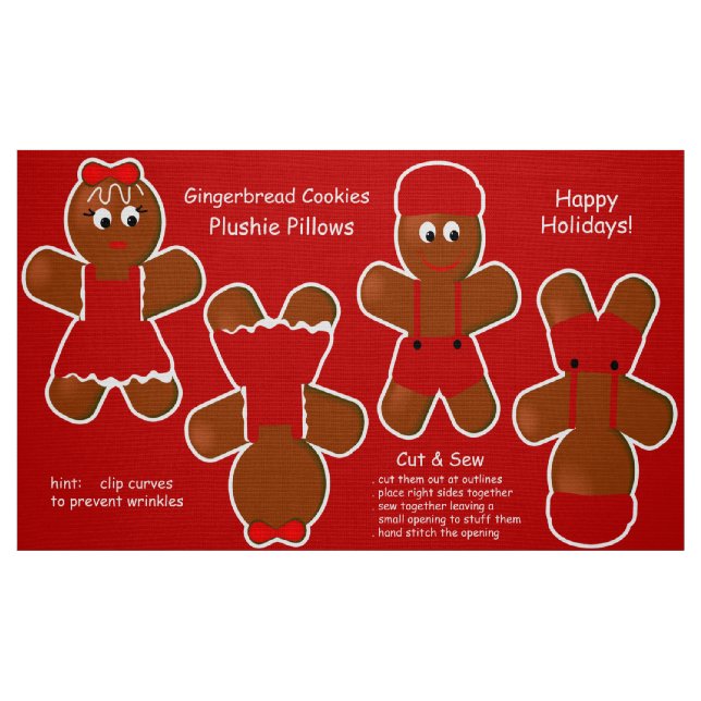 Tissu Cute Christmas Gingerpain Cuisine Plushies (Fat Quarter)