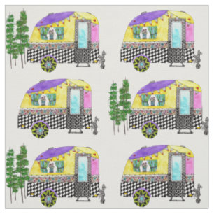 Tissu Cute et coloré Happy Campers Trailer Fabric